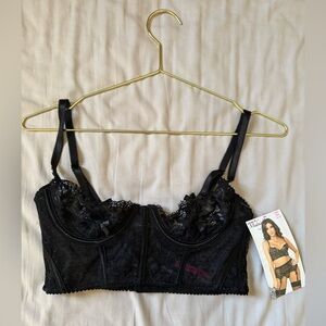 Black lace balconette bralette size large